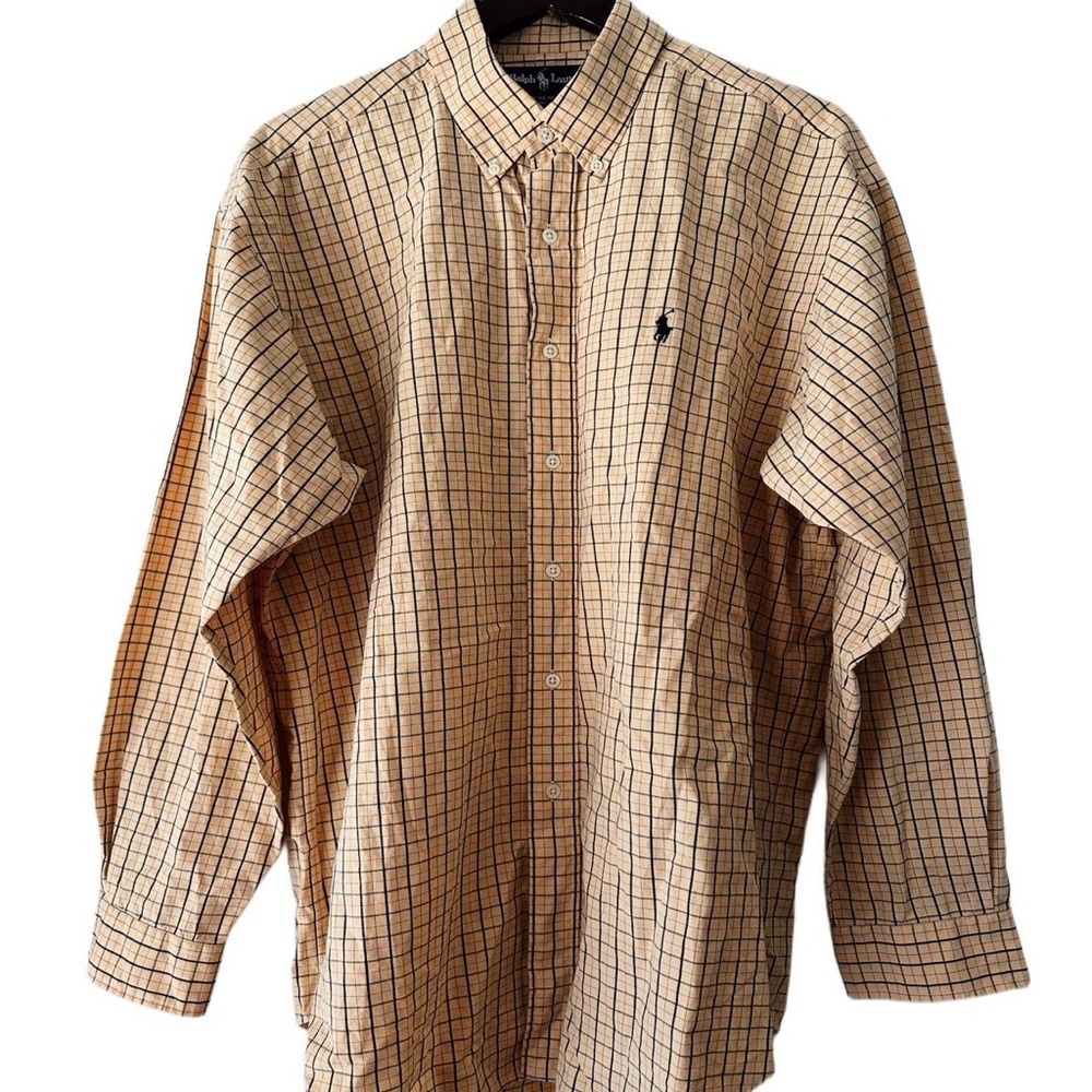 Vintage Ralph Lauren Polo Blake Tartan Block Stripe Plaid Shirt L OVERSIZED BIG